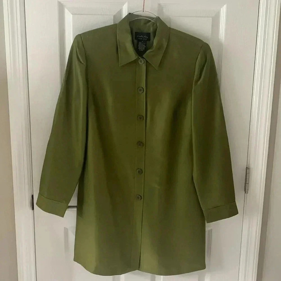 Sandra King Silk long shirt jacket- shacket size 8 - medium - Picture 1 of 8